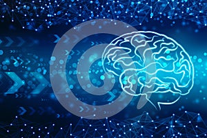 Digital illustration of Human brain structure, Creative brain concept background, innovation background