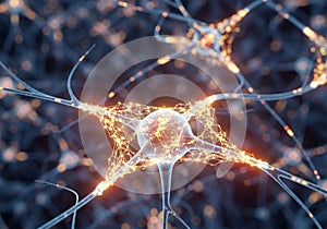 A digital illustration of interconnected neurons,