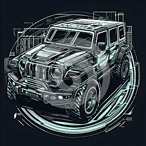 Digital illustration of a Jeep