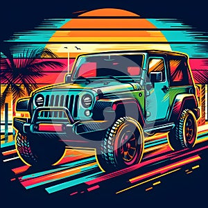 Digital illustration of a Jeep