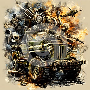 Digital illustration of a Jeep