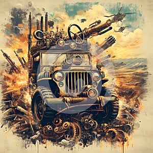 Digital illustration of a Jeep