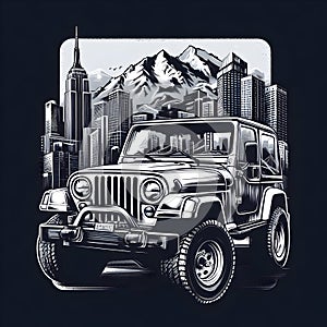 Digital illustration of a Jeep