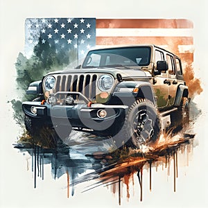 Digital illustration of a Jeep