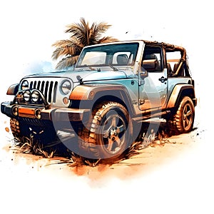 Digital illustration of a Jeep