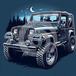 Digital illustration of a Jeep