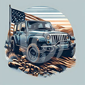 Digital illustration of a Jeep