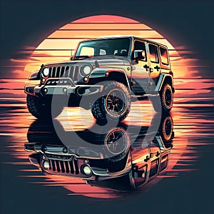 Digital illustration of a Jeep