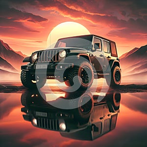 Digital illustration of a Jeep