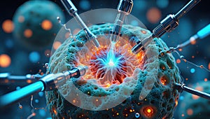 Digital illustration of a microscopic view of a cell structure