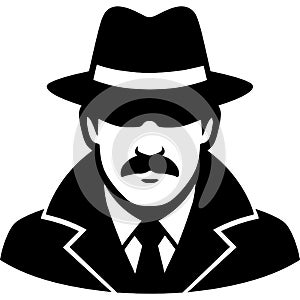 Minimalistic black detective silhouette AI generated