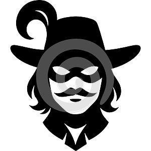 Minimalistic black duelist head silhouette AI generated