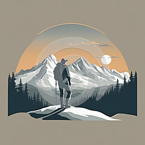 Digital Illustration Of A Mountain Climber