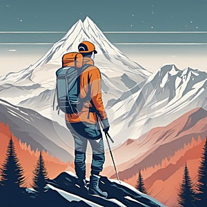 Digital Illustration Of A Mountain Climber
