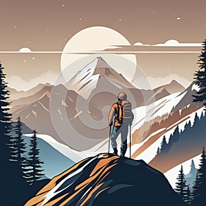 Digital Illustration Of A Mountain Climber