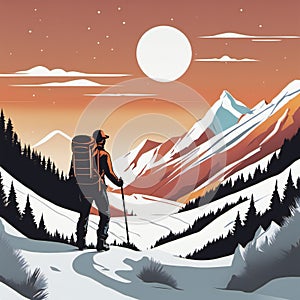 Digital Illustration Of A Mountain Climber