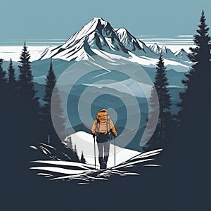 Digital Illustration Of A Mountain Climber