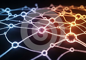 A digital illustration of a neural network, featuring interconnected