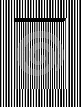 A digital illustration of an optical illusion made of black and white stripes