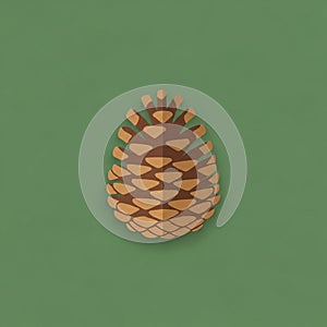 A digital illustration of a pine cone on a plain green background