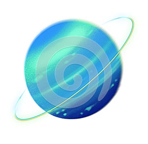 Digital illustration planets. Uranus planet on white background