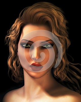 Digital Illustration Portrait of Young Blond Woman