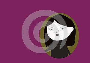 Digital illustration of a relaxed woman`s face, for stories, pop art style