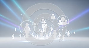 Digital illustration showing interconnected network of diverse people figures
