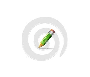 Digital illustration of a small green pencil icon isolated on a white background