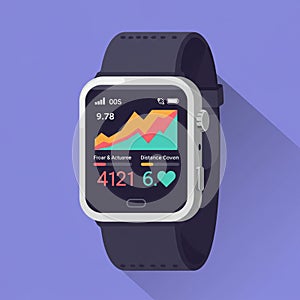 A digital illustration of a smartwatch with a sleek design featuring a rectangular