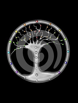 Digital Illustration of the Tree of Life with Coloured Beads