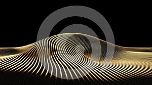 A digital illustration of a wave-like pattern in gold and black.