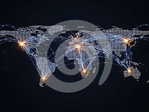 Global Digital Network Map With Connected Points