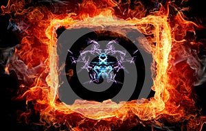 Digital Image of an Alien Entity Surrounded by Fire