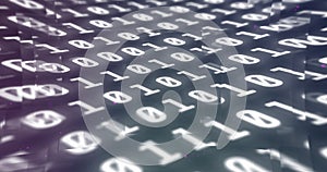 Digital image of binary coding data processing against black background