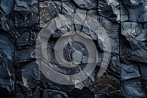 Digital image of black stone texture background, dark concrete wall pattern for decorative and architectural design concept