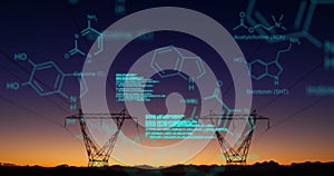 Digital image of chemical structures and program codes appearing in the screen photo