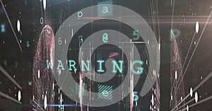 Cyber security concept texts against data processing