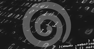 Digital image of data processing over binary coding data processing on black background