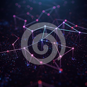 A digital image featuring an abstract network design with glowing nodes connected