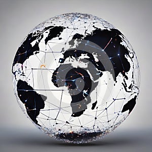 Digital image of Globe. Futuristic global internet network background. Futuristic connect world digital, AI generated image