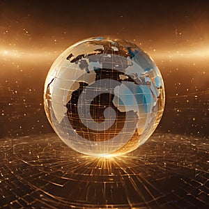 Digital image of Globe. Futuristic global internet network background. Futuristic connect world digital, AI generated image
