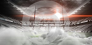 Digital image of goal post at American football stadium