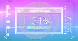 Digital image of digital interface with data processing against gradient background