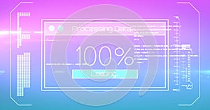 Digital image of digital interface with data processing against gradient background