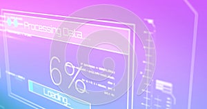 Digital image of digital interface with data processing against gradient background