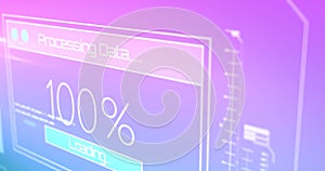 Digital image of digital interface with data processing against gradient background