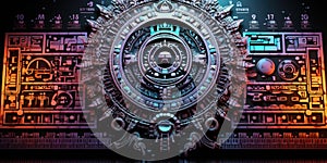 A digital image of a mayan calendar. Generative AI image.