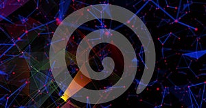 Digital image of network of connections and plexus networks floating against black background