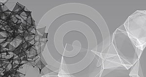 Digital image of plexus networks and data processing against grey background